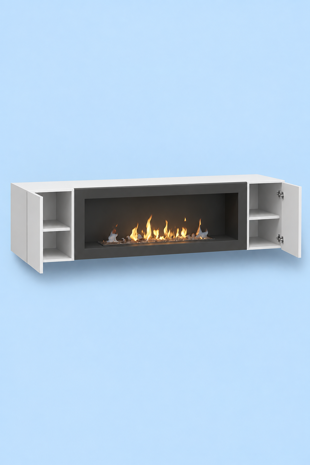 TV Komoda sa Biokaminom (BELA) 180 CM - Слика 2