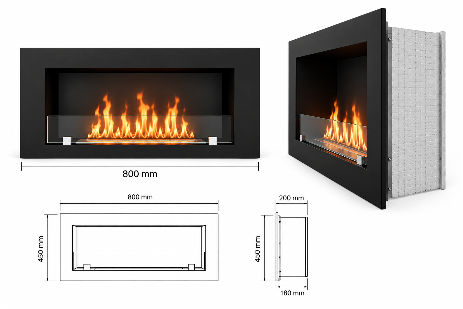 Ugradni Bio Kamin 800 mm - Слика 2