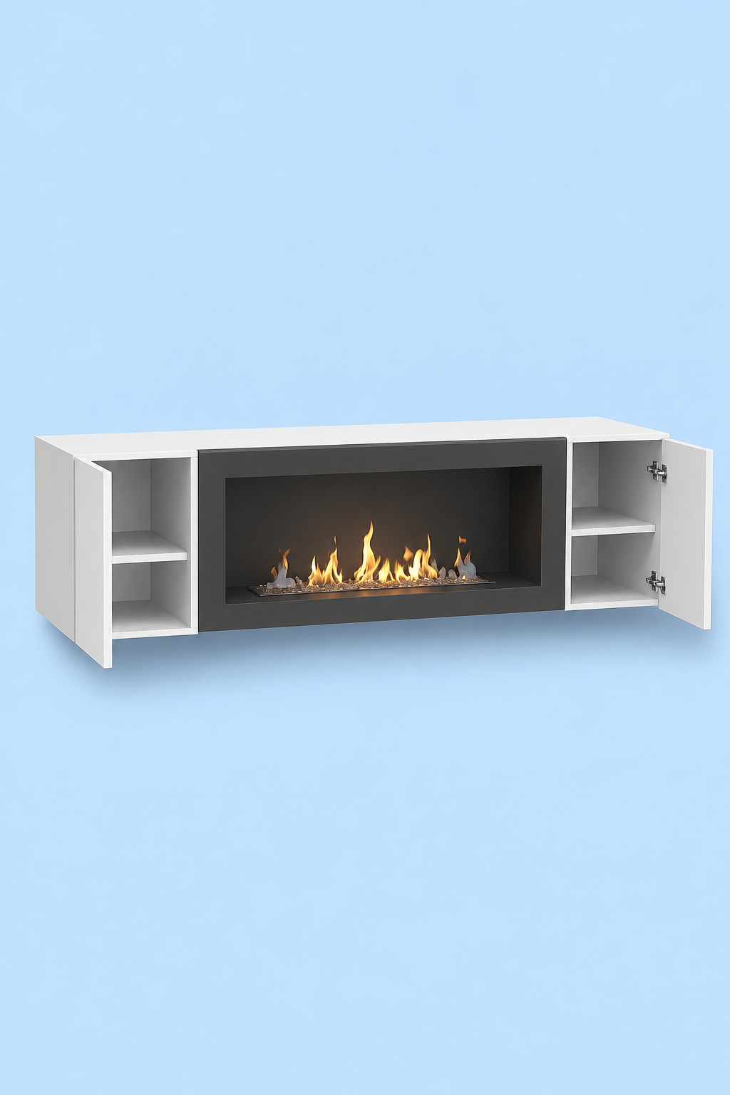 TV Komoda sa Biokaminom (BELA) 160 CM - Слика 2