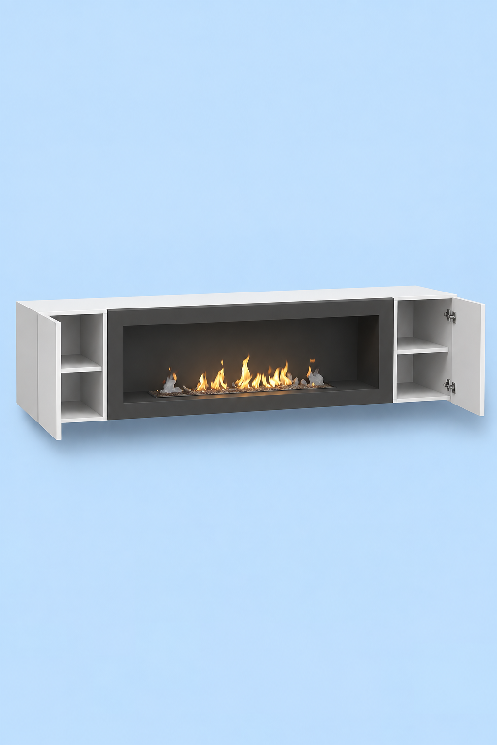 TV Komoda sa Biokaminom (BELA) 220 CM - Слика 2